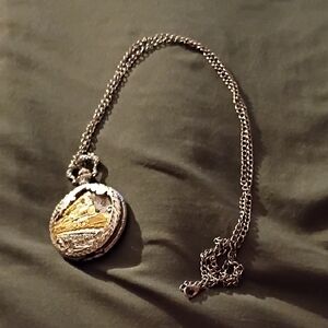 Silver and Gold Pocket Watch W/ Chain
